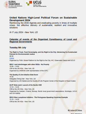 Calendar of the Global Taskforce at the 2024 High-Level Political Forum