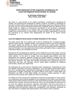Draft statement of the organized constituency of Local and Regional Governments on Oceans